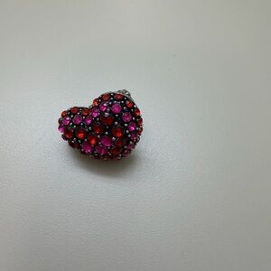 Heart-Shaped Crystal Ring in Red and Pink